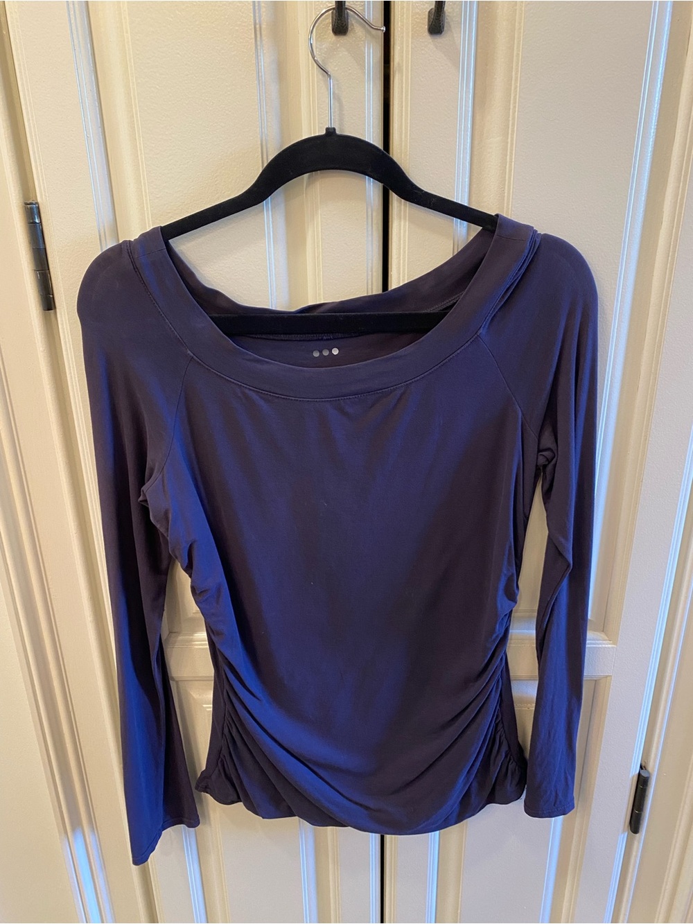 Three Dots Women’s Long Sleeve Scoop Neck Top in Deep Purple
